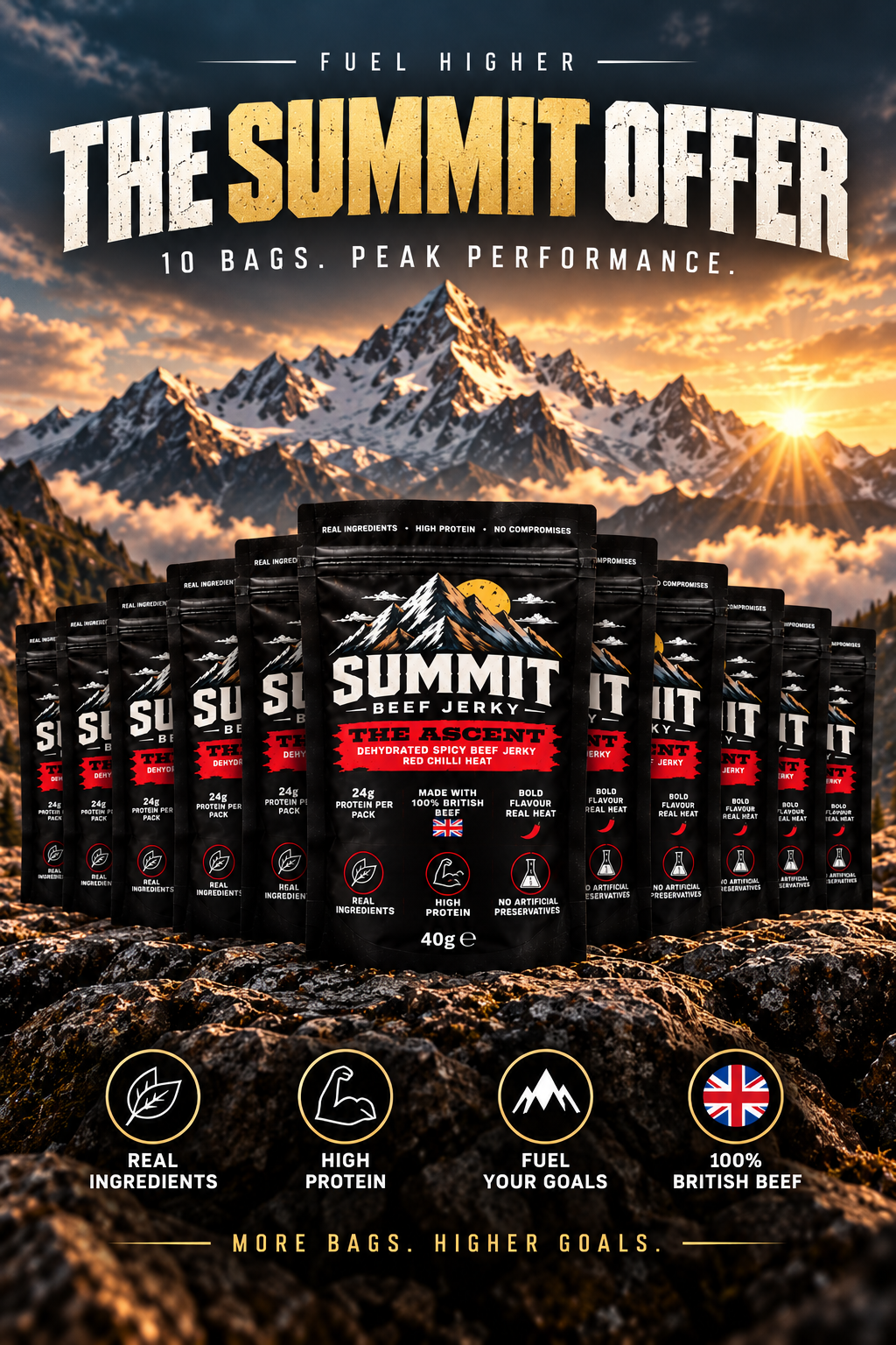 The Ascent – Red Chilli Heat Beef Jerky (40g)